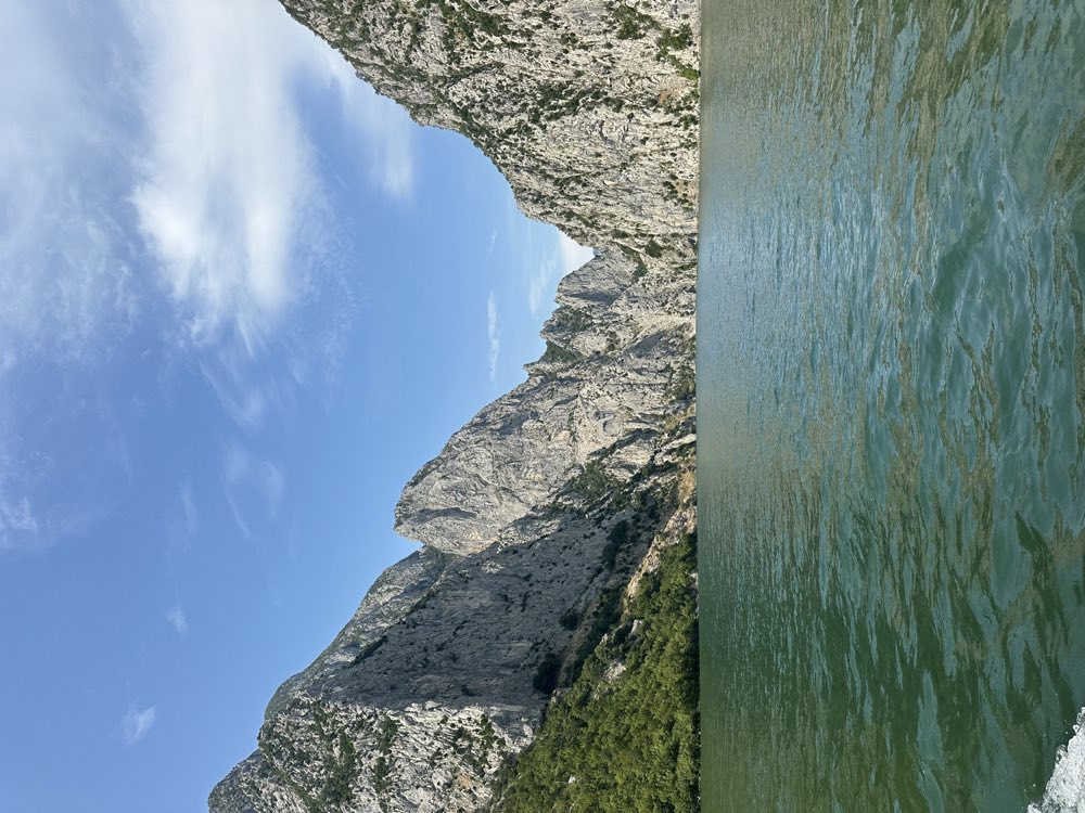 Komani Lake canyon with thousand-foot walls